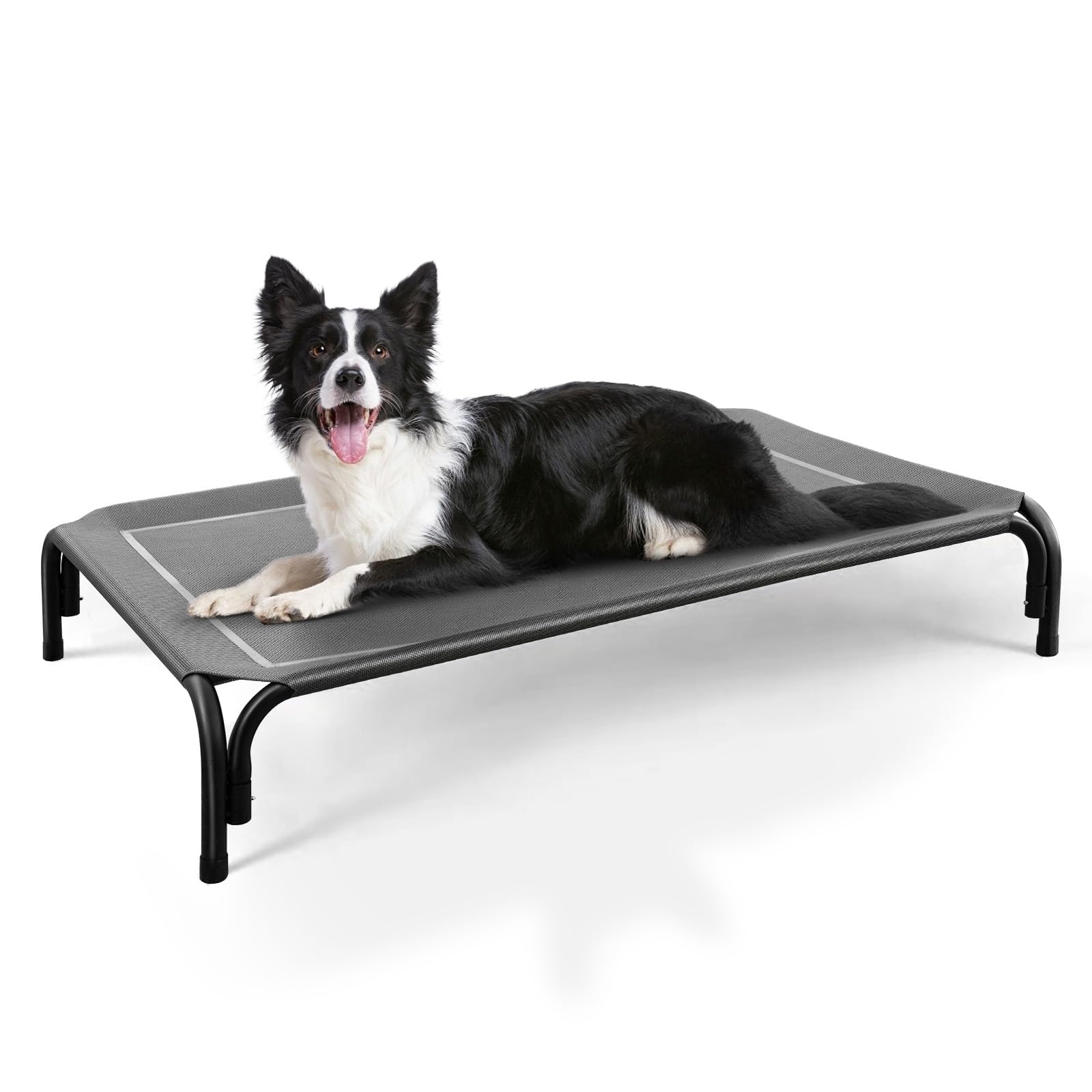 DOPEDIO Raised Dog Bed Dark Grey L Size Cooling Breathable Elevated Pet Bed Outdoor for Travel and Garden