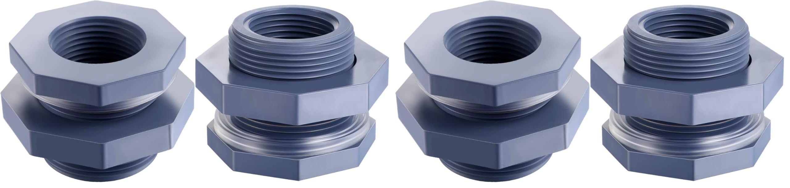 Outus 2 Pieces 1 Inch PVC Bulkhead Fitting PVC Bulkhead Fittings Rain Barrel Bulkhead Aquarium Bulkhead Tank Bulkhead Aquarium Bulkhead for Rain Barrels, Aquariums, Water Tanks and Ponds (Pack of 2)