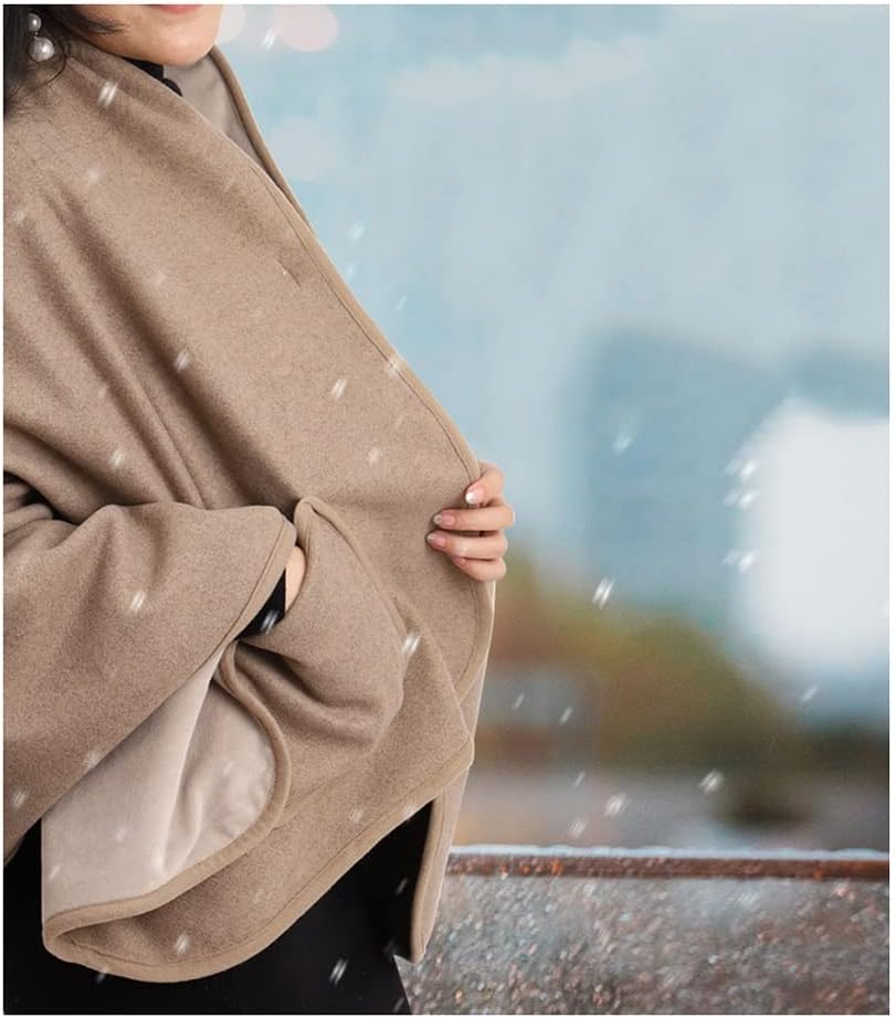 Electric Blanket, Heated Blanket USB Electric Heating Shawl, Portable Thermal Electric Blanket with Pockets, Wearable Multifunctional Car Heated Blanket