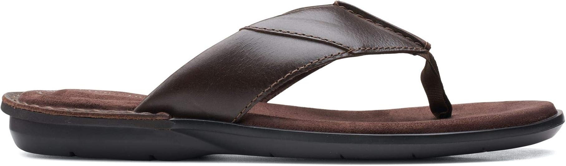 Clarks Men\'s Ellison Brown Leather/Suede Easy Flip-Flop, Size US 11 M Clarks Men main image 2