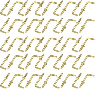 Aexit 26mm Length Home Hardware Copper Plated Self-Tapping Right-Angle L Shape Screw Hook 50pcs Model:40as515qo546
