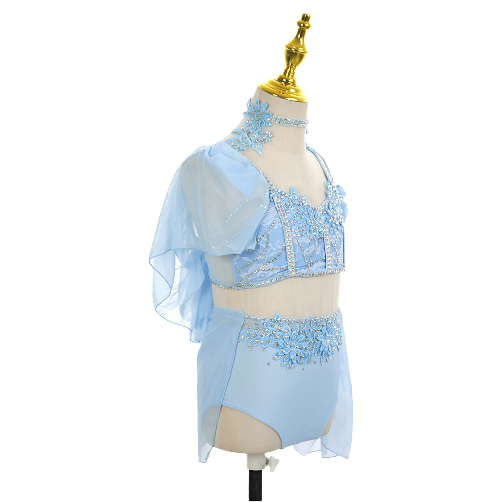 Traje de Danza Lírica Mujer Dos Piezas con Choker para Escena Live