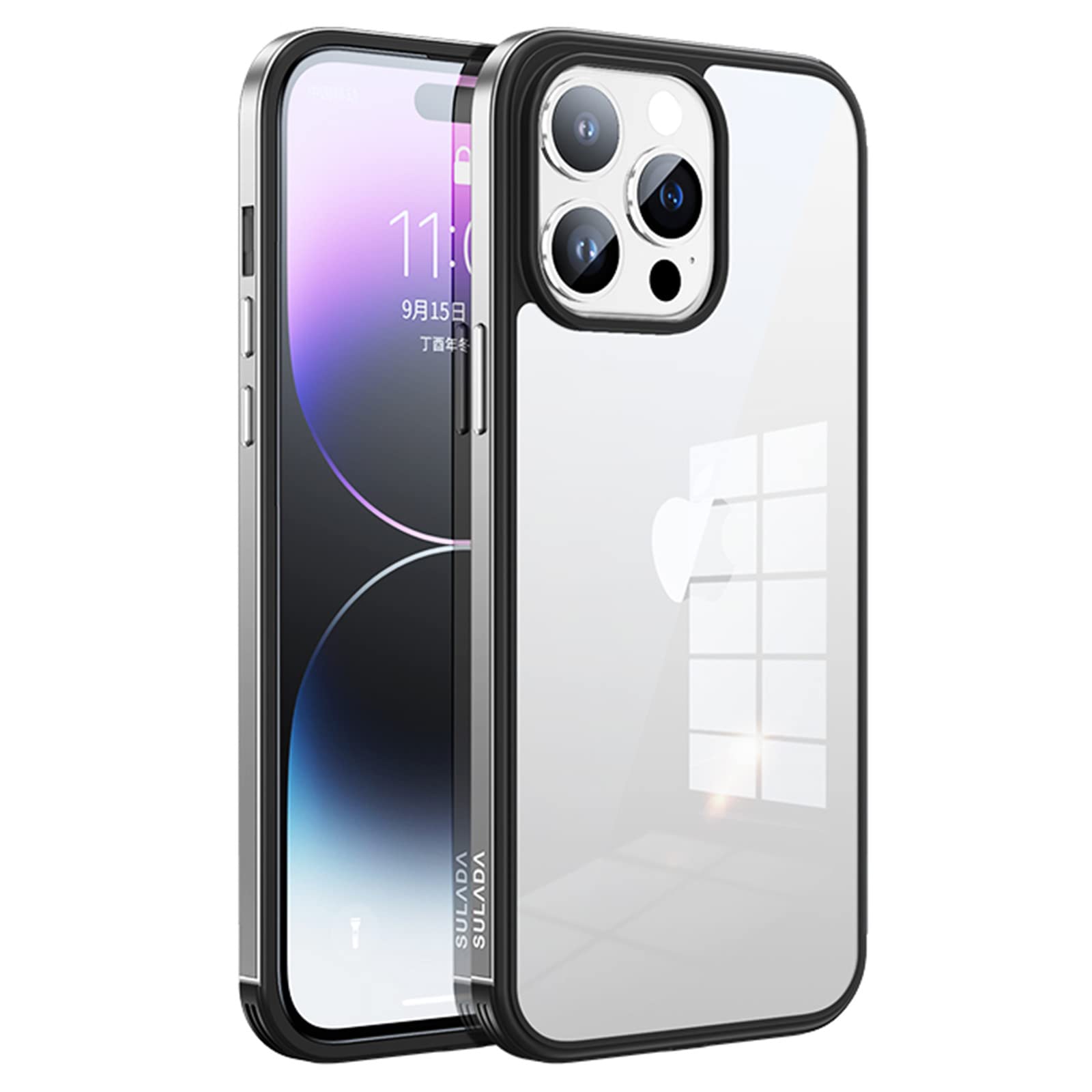 Coque iPhone 14 Pro Max antichoc rigide transparente avec cadre aluminium - 8