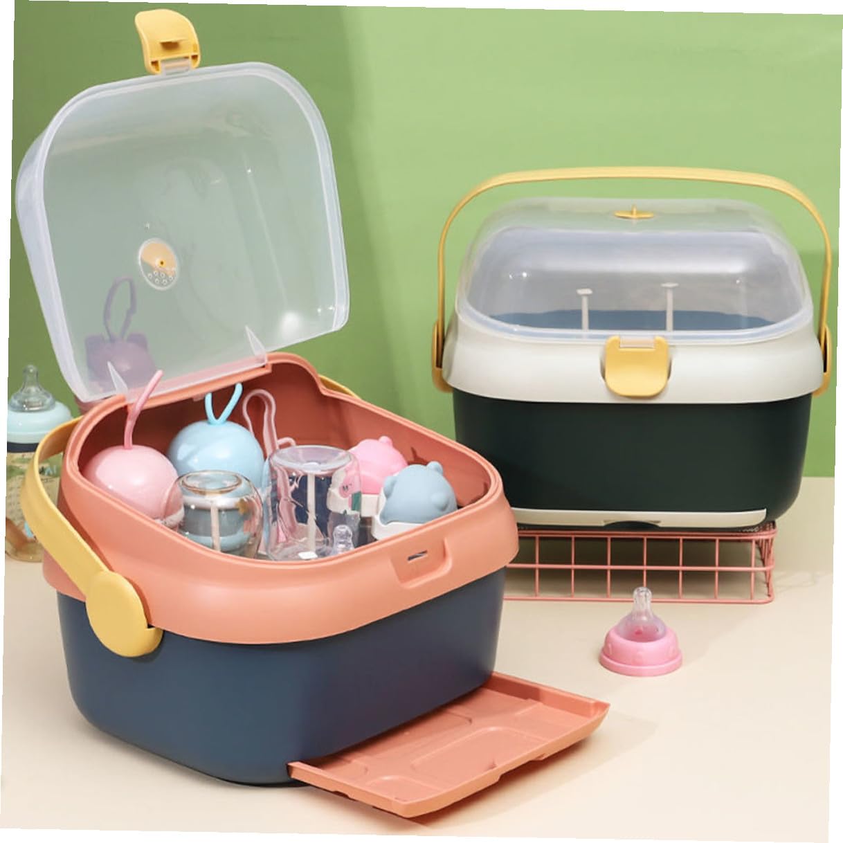 Boîte de Séchage Rangement Scellé pour Biberons en PP Multifonction pour Stockage Sécurisé Couvercle Anti-poussière pour Biberons et Tétines Bébé