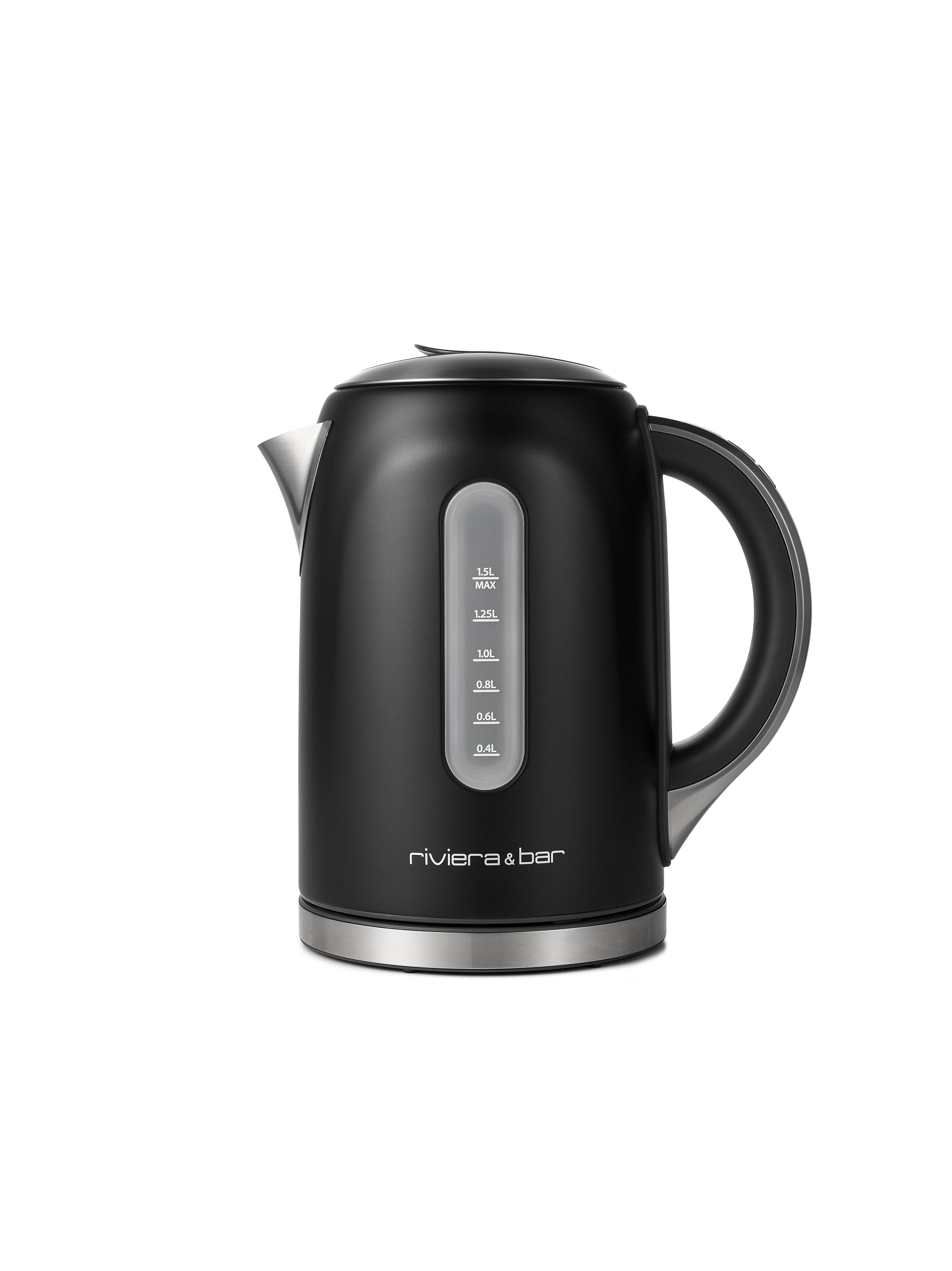 riviera&bar Set Petit Déjeuner 3en1 – Bouilloire Électrique 1.5 L, Grille-Pain et Cafetière Filtre Programmable – Design élégant, Noir