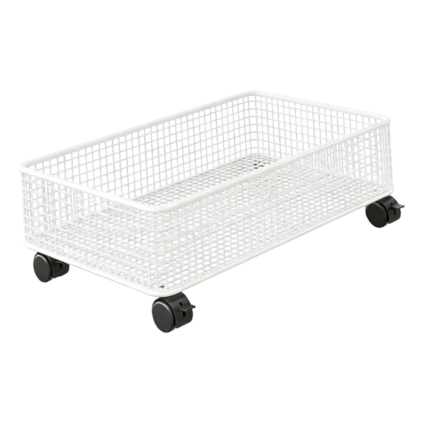 MERIGLARE Aufbewahrungsregal Badregal Rollwagen Unterbau Organizer Regalsystem Aus Robustem Metall mit Rollen für Bad Küche für Badezimmer Küche Schlafraum Büro, Weiß