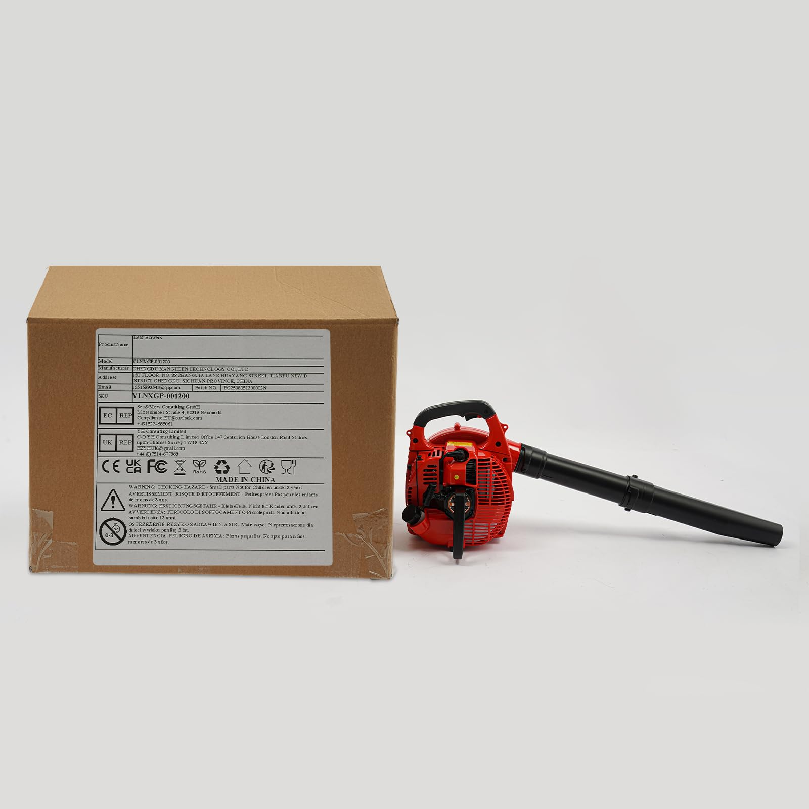 Soplador de hojas de gasolina, motor de 2 tiempos, aspirador de hojas con saco de recogida, 25,4 cc, soplador de hojas manual, 0,75 kW, potencia trituradora de jardín, depósito refrigerado por aire
