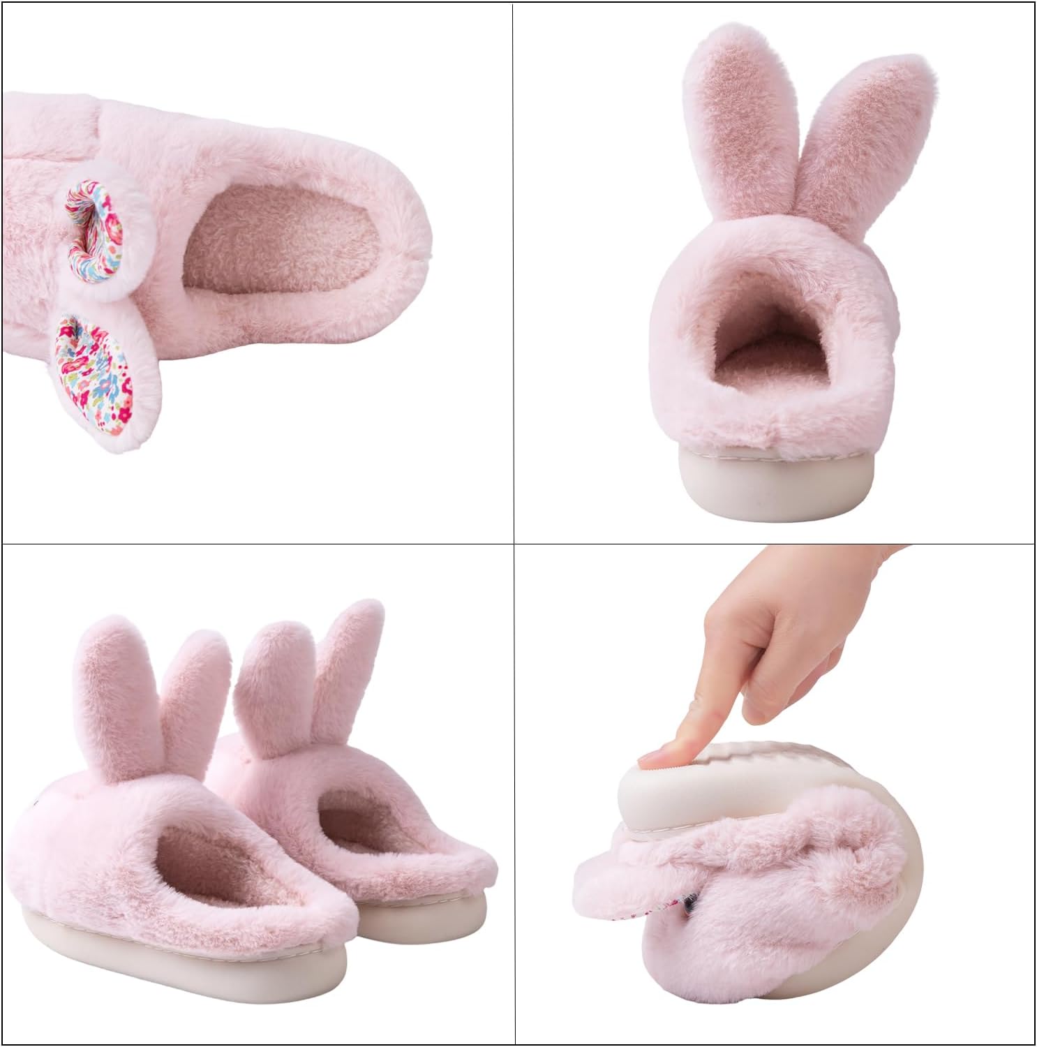 Womens Bunny Warm Slippers Soft House Memory Foam Lightweight Slippers Fleece Lining Rabbit Shoes