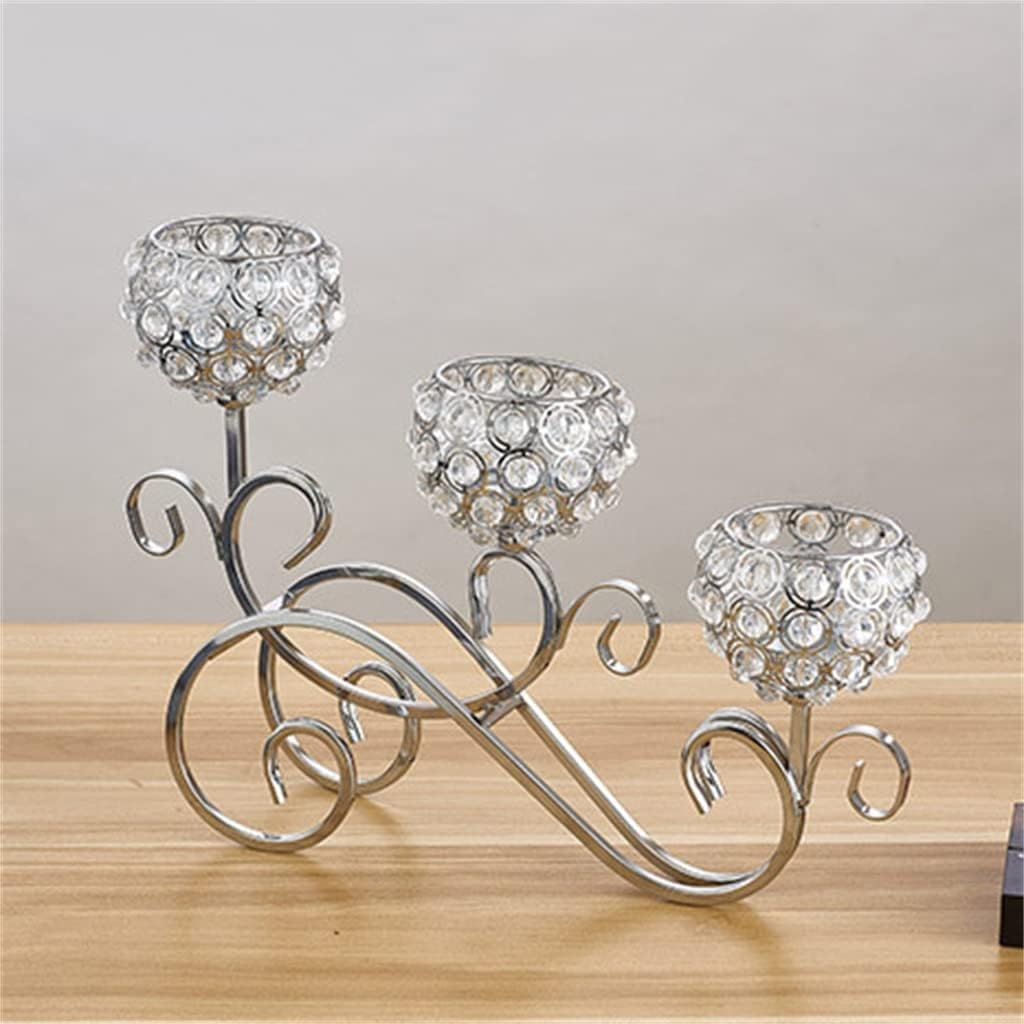 European Retro Home Wedding Candlestick Props Three Crystal Candle Table Decorative Ornaments