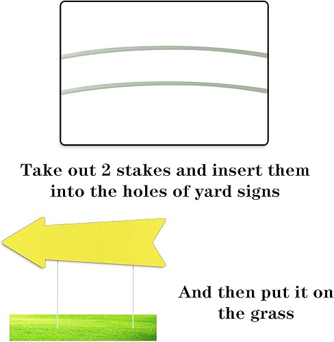 Miniatura 4 de Letreros de flecha amarilla con estacas de 16 x 5 pulgadas, letreros de flecha direccional de This Way para patio, letreros de patio de boda,