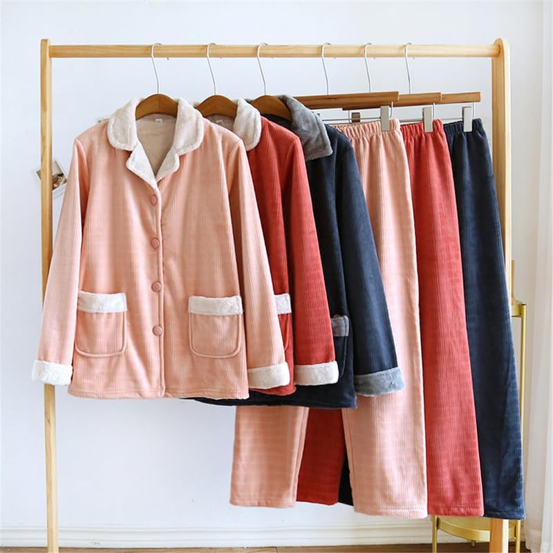 [上海物語] カップル フランネル パジャマ 上下セット 長袖 シャツ ロング パンツ ルームウエア 部屋着 寝間着 秋冬