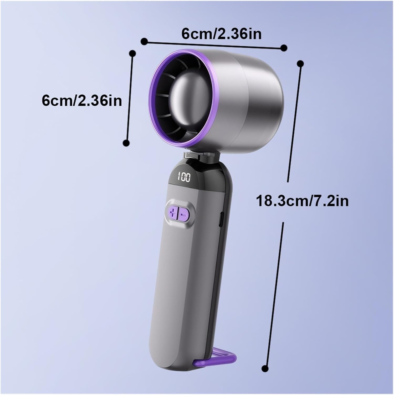 High-Speed Folding Fan Digital Display Adjustable Cooling Fan USB Rechargeable Portable Electric Fan Outdoor Travel(Purple)