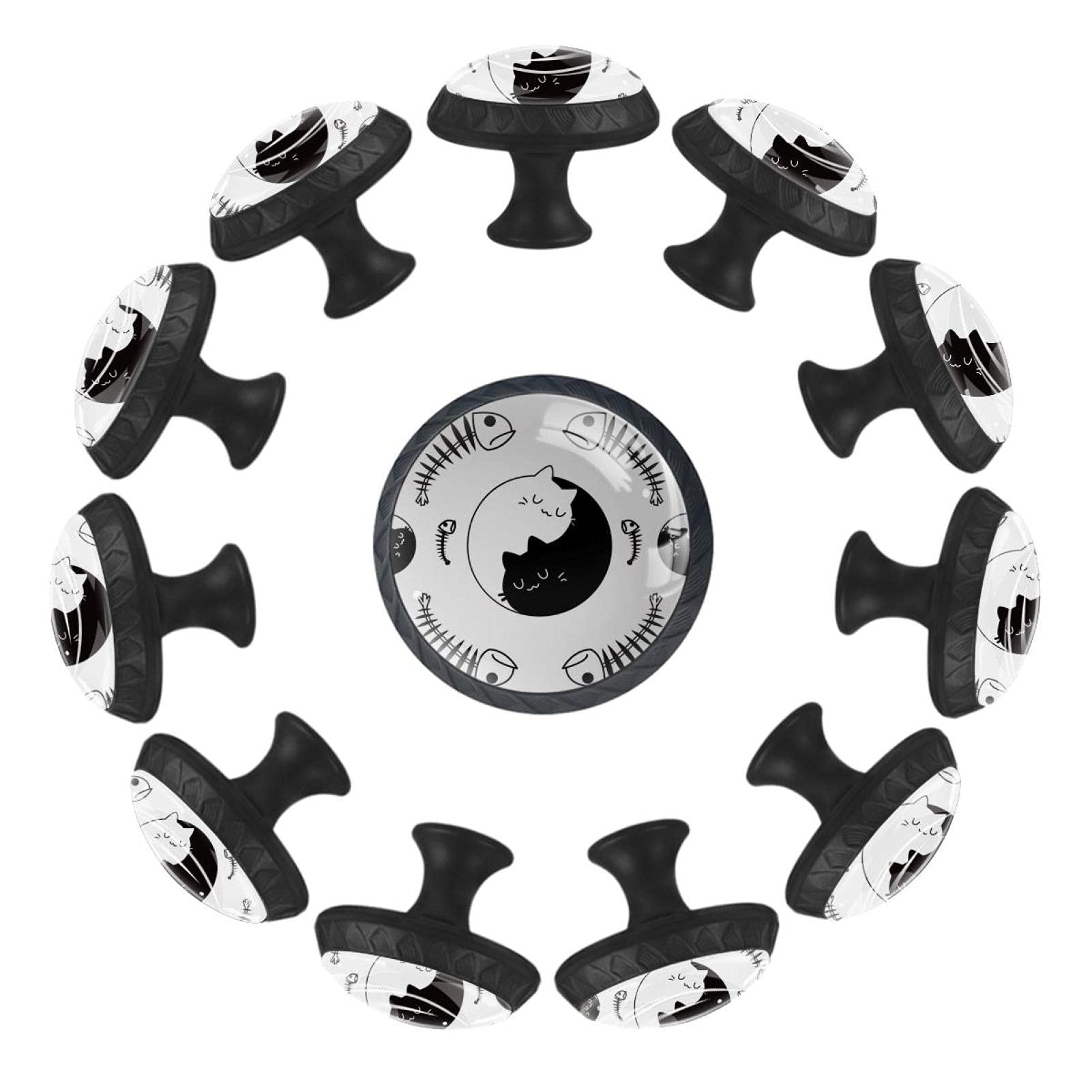 Bouton de tiroir chat Yin Yang poignée commode chambre enfant 35mm