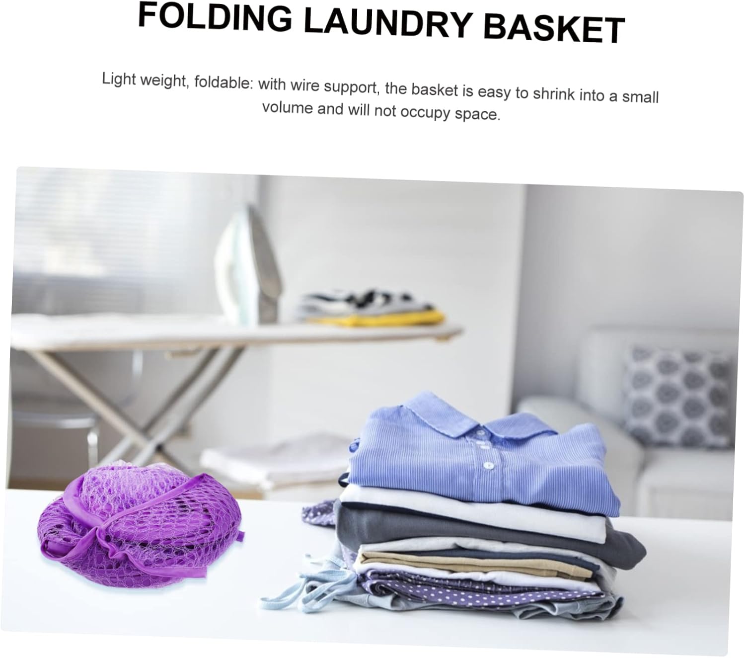 VICASKY Foldable Mesh Laundry Hamper with Handles Pop Up Easy Open Breathable Dirty Clothes Basket for College Dorm Small Apartments Camping Purple