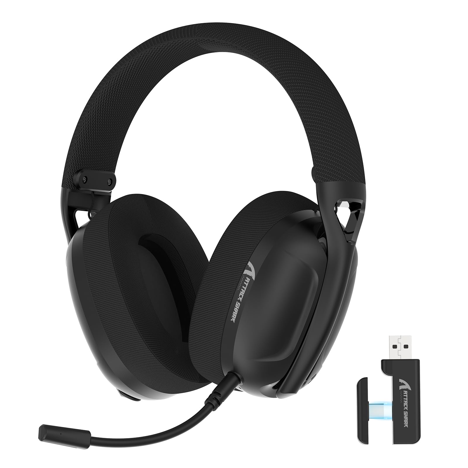 ATTACK SHARK L80 Ultra Light Wireless Gaming Headset,BT 5.3,2.4G,3.5mm Wired,Stero 5.1,50 Hours,40mm Pro-G Drivers,Over Ear with Noise Cancelling Detachable Mic,for Mac Mobile-Black