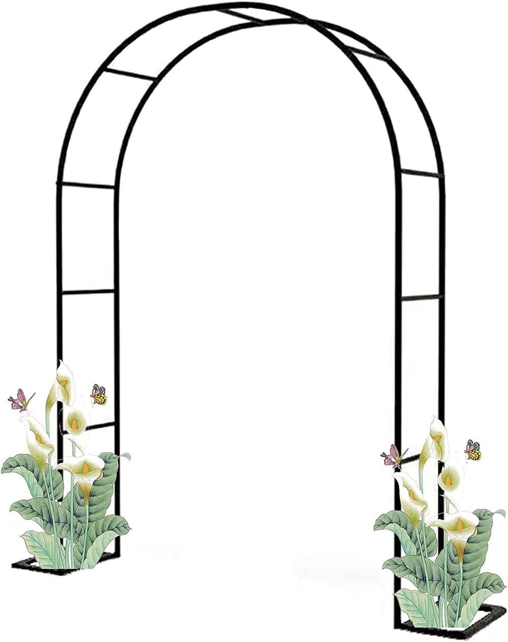 Outdoor Metal Garden Arch Heavy Duty Rose Arbor Climbing Plants Support Archway Large Wedding Arches 140Cm 180Cm 240Cm 120Cm Wide,Black,W1.8M*H2.2M