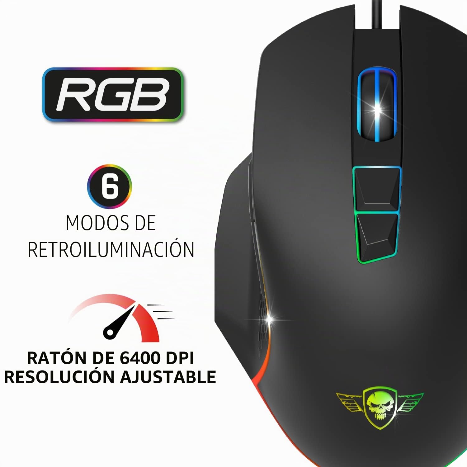 SPIRIT OF GAMER - Pack Pro-MKH5 4 en 1 Teclado AZERTY Anti-Ghosting/Ratón 7 Botones 6400 dpi/Auriculares RGB PC PS4 PS5 Xbox One Mac