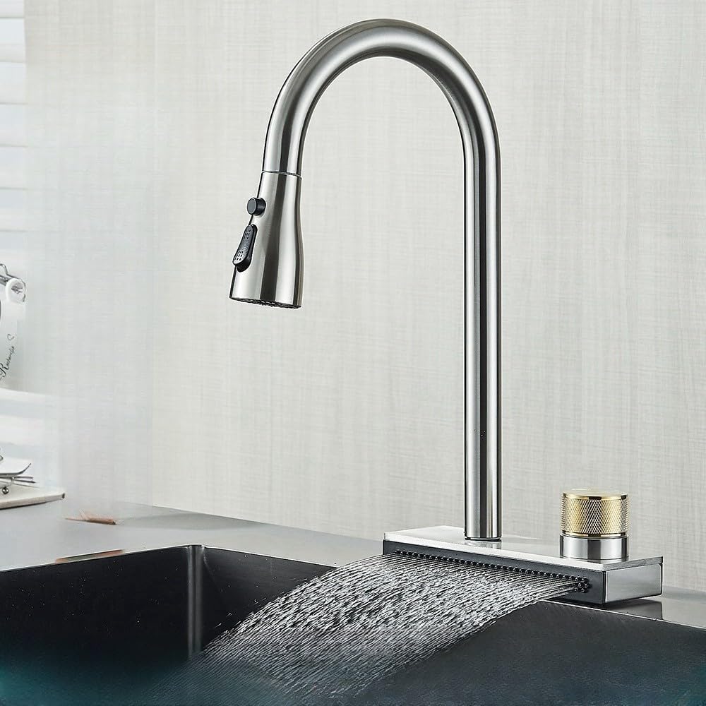 Robinet de cuisine noir douchette extractible pour laver la vaisselle sans effort