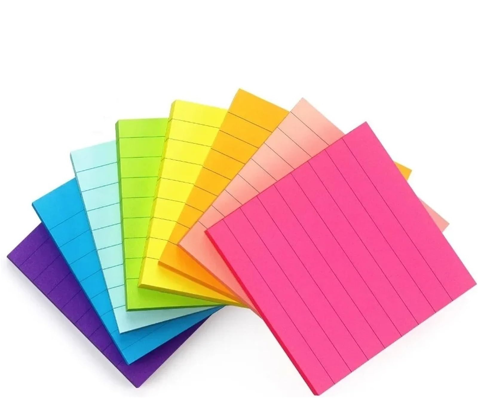 Post-It Haftnotizen, liniert, 7,6 x 7,6 cm, Haftnotizen mit Linien, selbstklebende Notizblöcke, 8 helle bunte Farben, 45 Blatt/Block