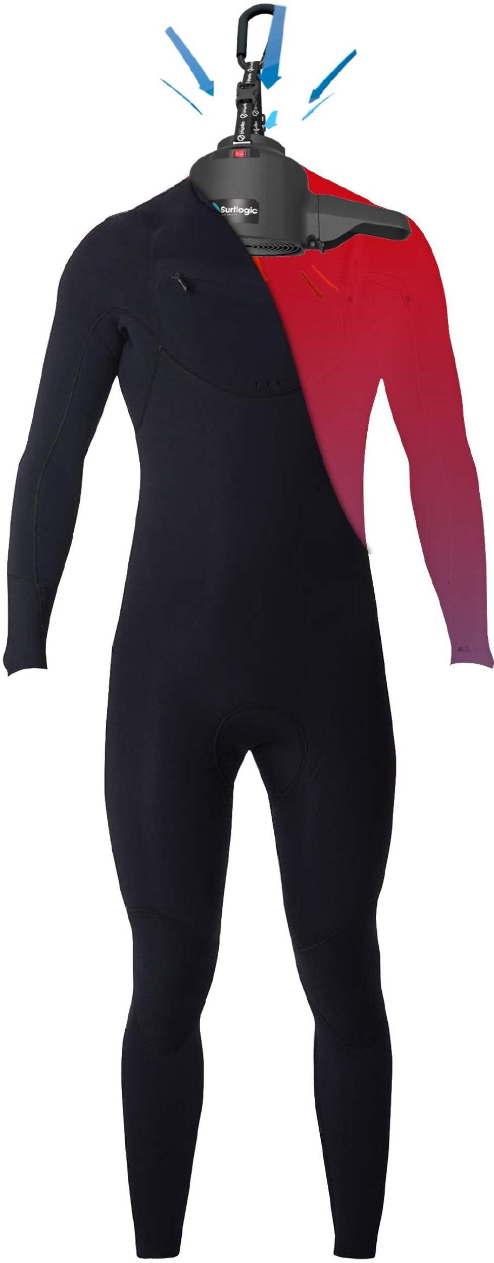 SURF LOGIC Wetsuit Pro Dryer Sèche-Combinaison Néoprène Noir 450 x 177 x 157 mm