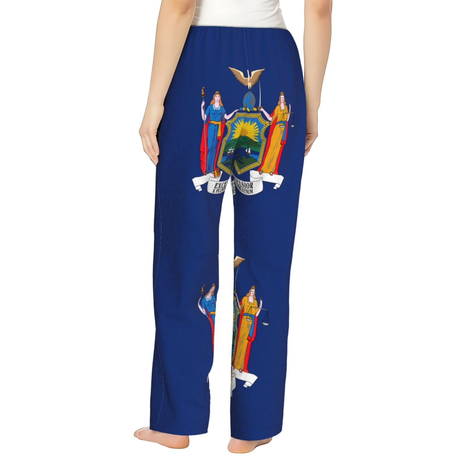 Flanell-Pyjamahose für Damen, Motiv: New Yorker Flagge, warm, bequem, Lounge-Schlafhose für Urlaub und Weihnachten