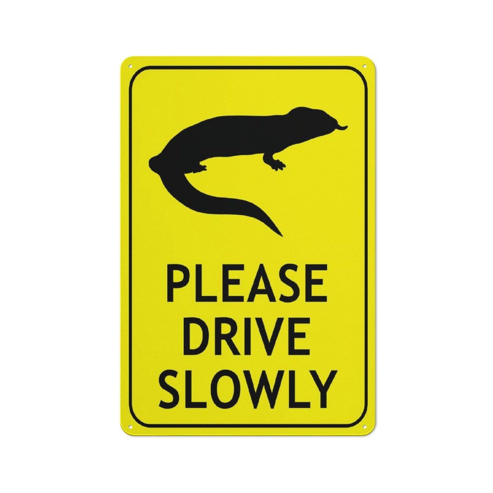 peiyeety Blue Tongue Lizard Please Drive Slowly Bright Yellow Sign 8"x12" Rust-Free Aluminum Outdoor - Metal Tin for Home, Business, Yard