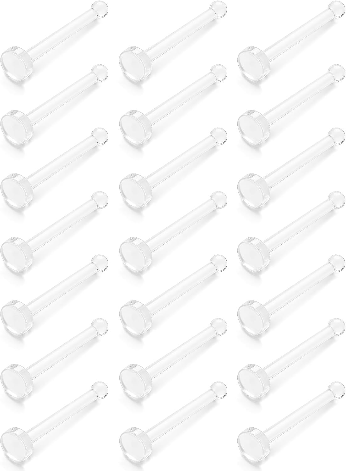 18G Clear Nose Rings Studs Straight Bone Shaped Piercing Retainers for Sports, & Work – Plastic Invisible Nose Piercing Jewelry 2mm 2.5mm 3mm