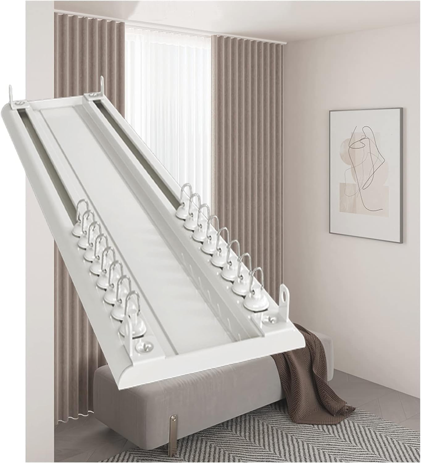 Garcan White 6Mm Ultra-Thin Curtain Track For Home, Silent Conjoined Double Curtain Track, Ceiling Track For Curtains, Rv Curtain Track, Room Divider Curtain Rails (Color : Size : 300Cm/9.8Ft)