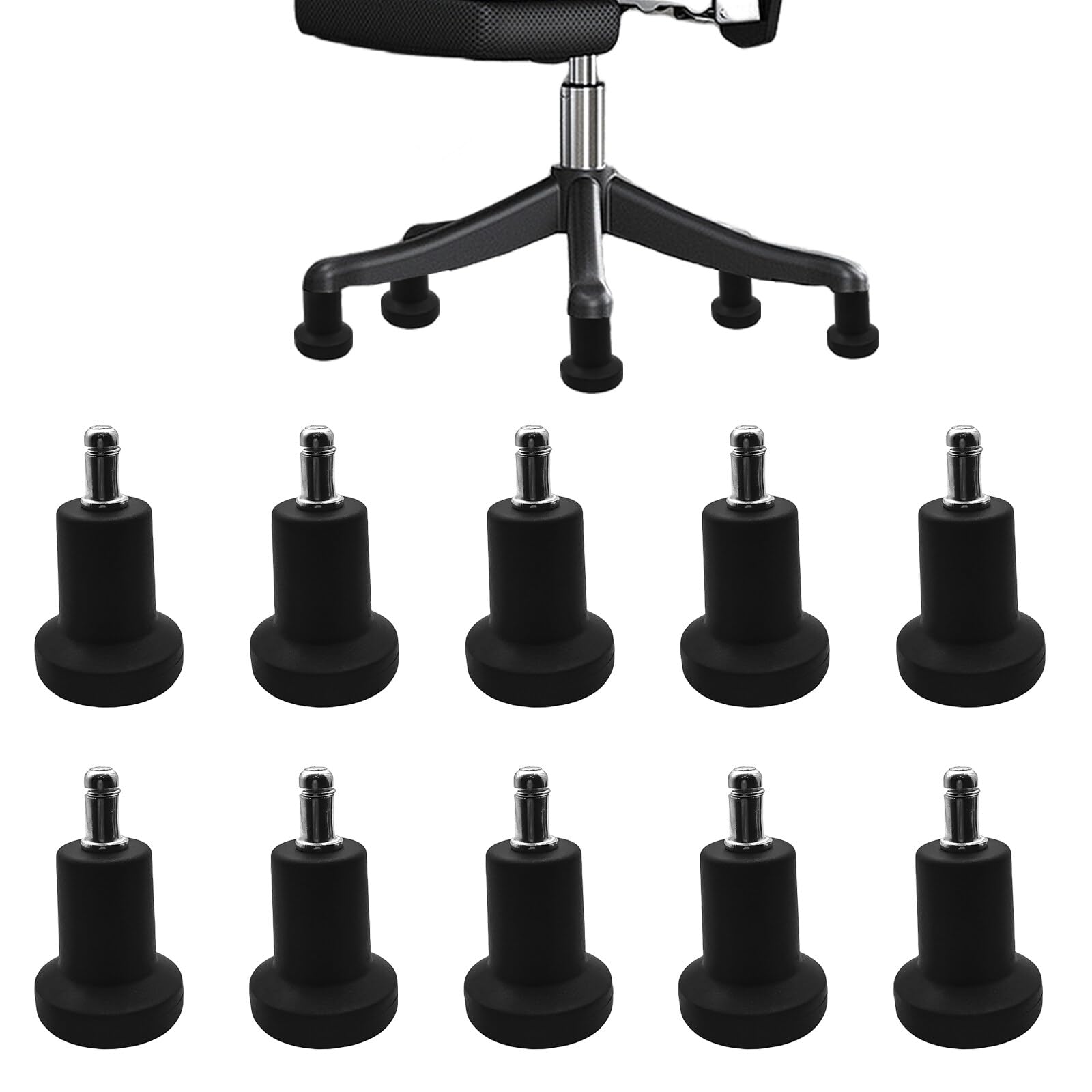 OuYi 5X Bodengleiter klein Stand Schwarz Bürostuhlgleiter Stift 11 x 50 mm Gleiter für Bürostuhl