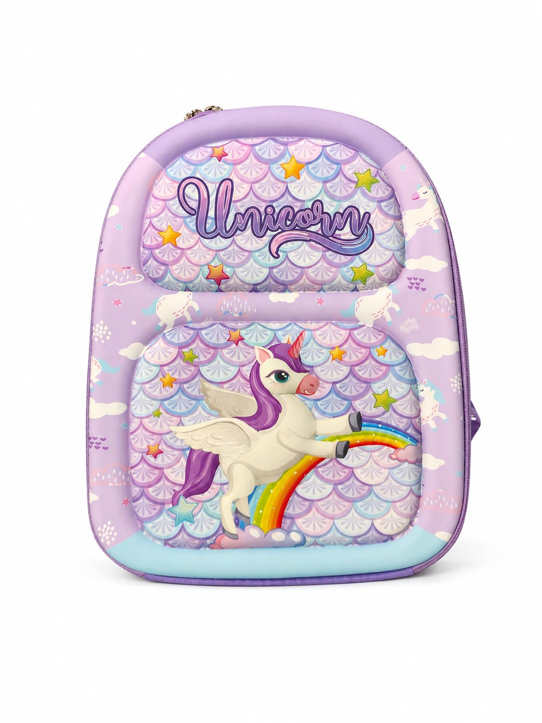 Kids School Bag for Kindergarten Girls | EVA Hard Top Backpack | Embossed Lavender Design | Lightweight Small School Bag for Nursery & Preschool Kids | 28 x 7 x 32 cm-image-16