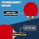PULSEIT Table Tennis Set with 2 Premium TT Bats, 3 Ping Pong Balls & Carry Case | Indoor Outdoor Ping Pong Racket Kit | High Spin, Speed & Control | for Kids & Adults (Black &Yellow & Orange Ball) gallery image