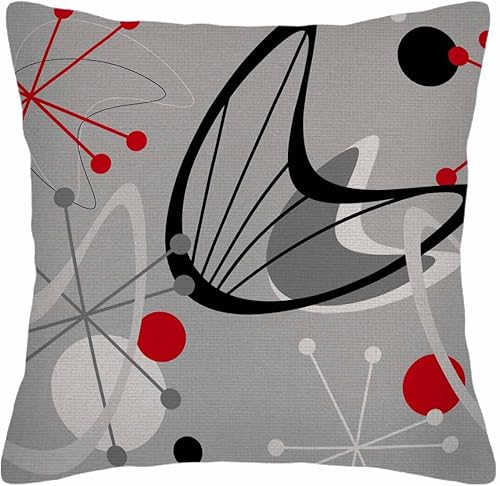 Miniatura 1 de Husandy - Fundas de almohada con patrón atómico abstracto de mediados de siglo, estilo 1950, estilo vintage, retro, geométrico, funda de cojín de 18