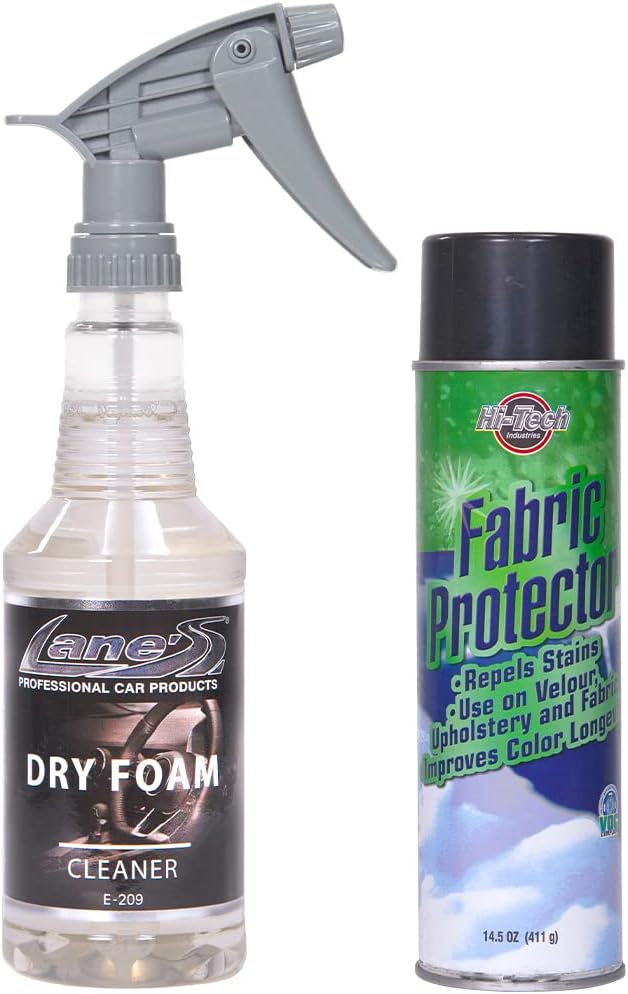 LANE'S Fabric Cleaner & Protection Package -16oz - No Water Required to Activate Cleaning Agents - Great for Carpet, Cloth Seats, Headliners and Seatbelts