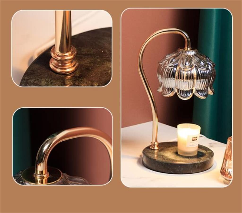 Lampada Candela Scaldacandele Elettrico in Cristallo con Base in Marmo Lampada riscaldante per Candele Lampada scaldacandele Regolabile per la casa del caffè