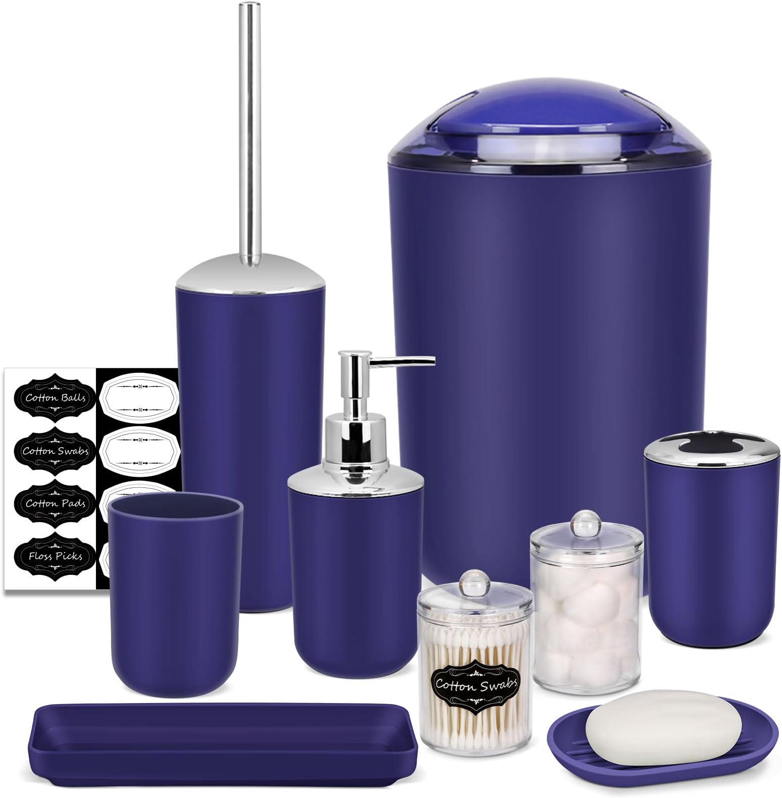 Amazon.com: Bathroom Set - 9 Pcs Navy Blue Bathroom Accessories Set ...