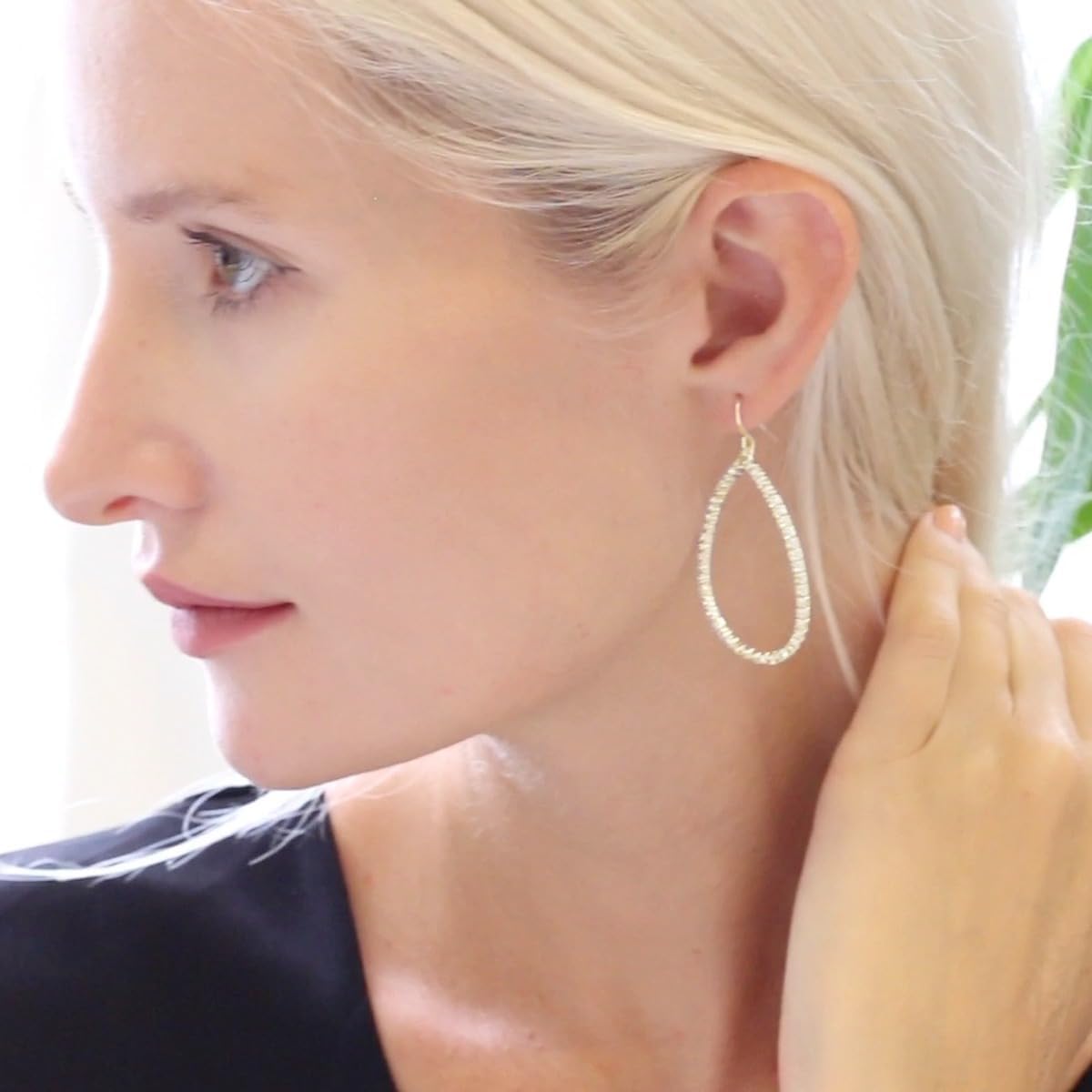 Simulated Diamond Teardrop Dangle Earrings For Women - Gold or Silver Tone with Cubic Zirconia - Hypoallergenic and Safe for Sensitive Ears - Image 7