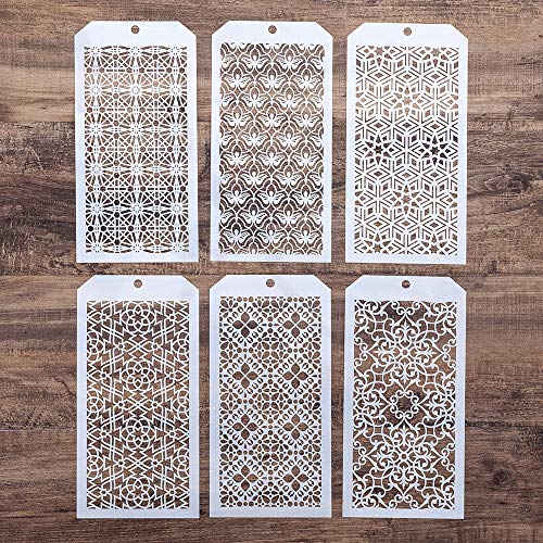 Image of SLGIFT DIY Decorative Stencil Template for Scrapbooking Paiting on Wall Furniture Crafts,Set of 6 (Seamless Vertigo)