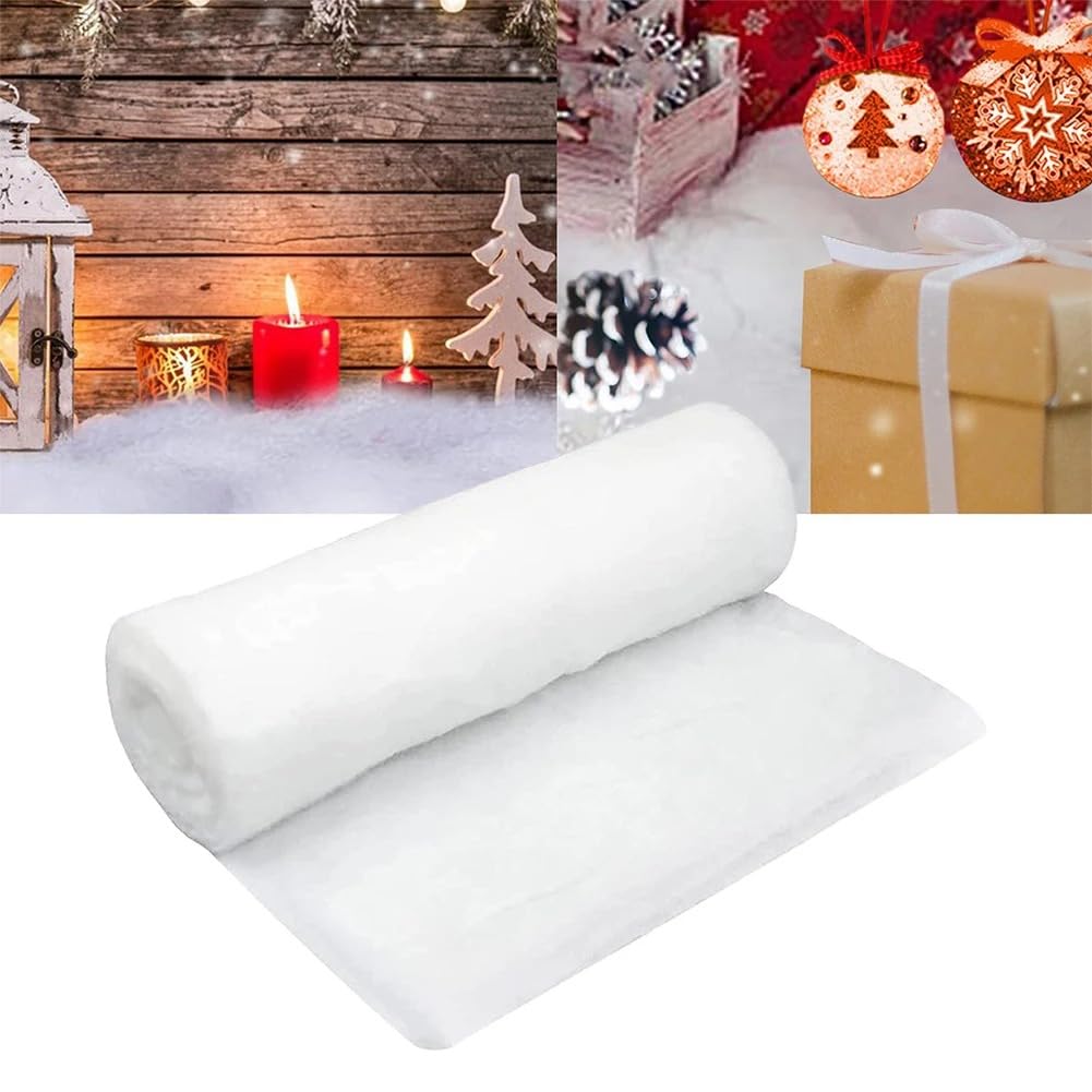 Dabei Artificial Christmas Snow Blanket Roll?3 x 8 Ft ?-Holiday Displays, Crafts, and Indoor Scenes - Easy to Cut, Shape, and Reuse - Perfect for Christmas Villages, Tree Skirts, and Tabletop Décor