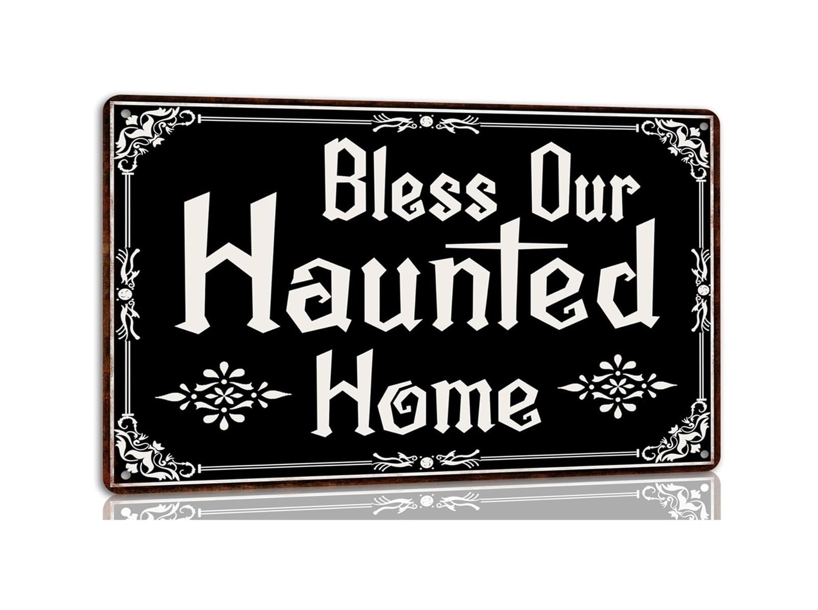 CBQZCHWDKT Spooky Halloween Welcome Sign Vintage Metal Tin Wall-Art for Haunted House Party Entryway or Mantel 8 X 12 inch​