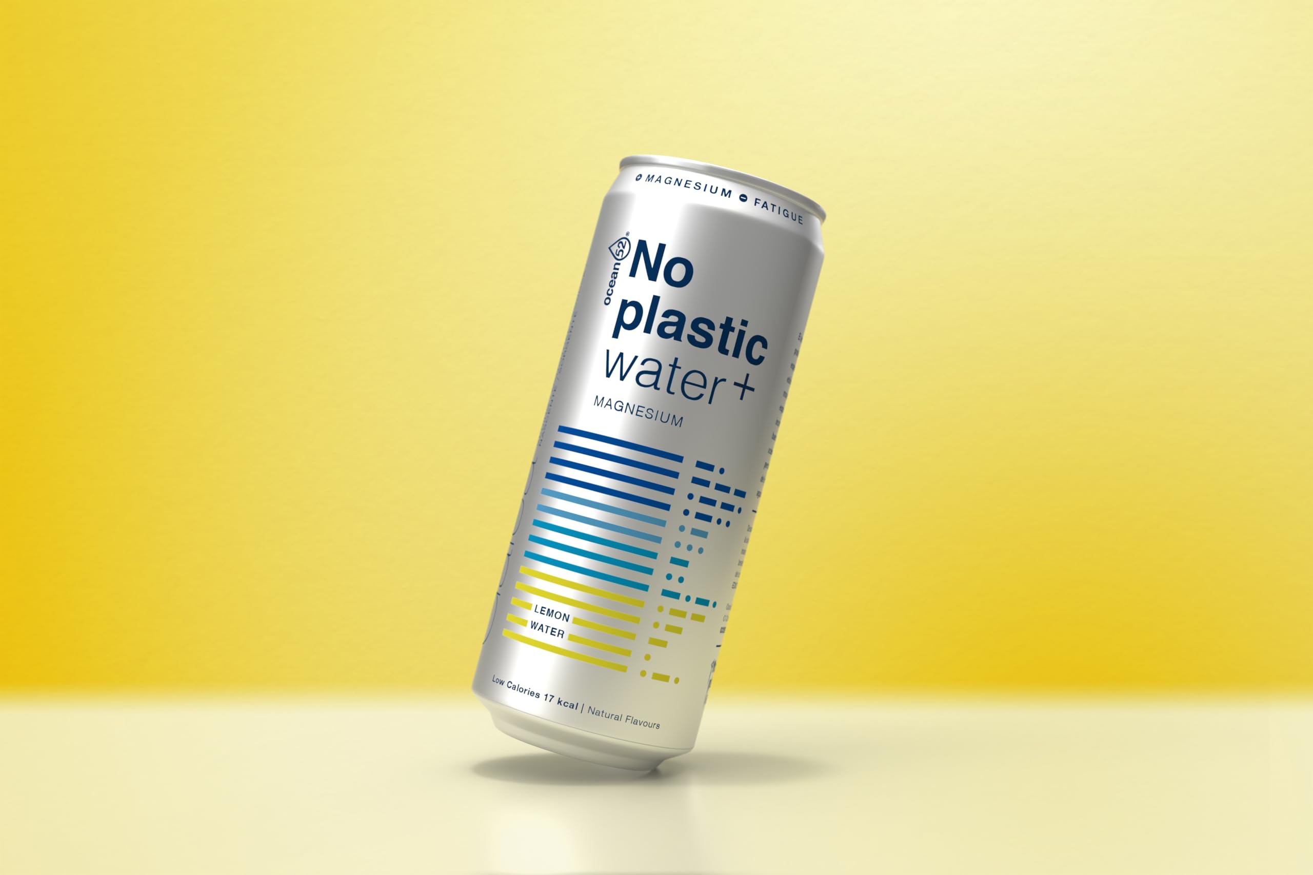 Agua en lata No Plastic Water de Ocean52. Agua Mineral Natural con Limón y Magnesio - Pack 24 unidades x 33cl. Agua en packs de 24 latas de 33cl. Agua mineral en lata x 24.