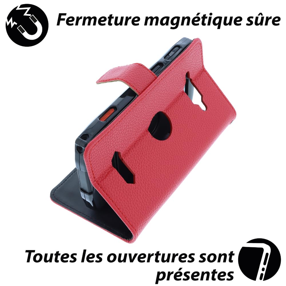 Foto-kontor Étui Book Pour CrossCall Core M5 – Housse Portefeuille Avec Rabat, Support, Compartiment Cartes, Fermeture Magnétique, Noir