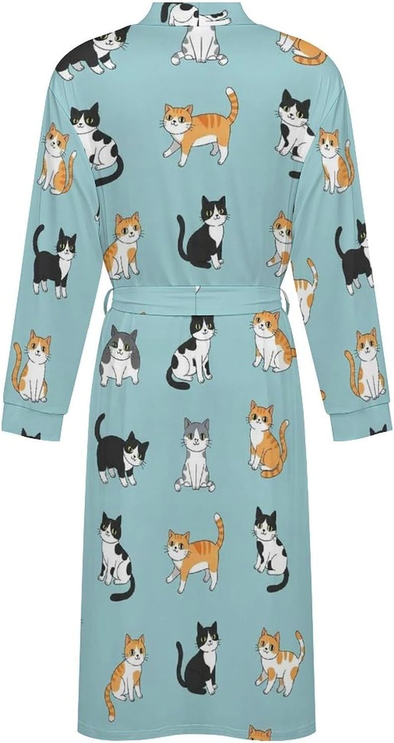 Mens Robe with Belt, Adult Multi Functional Reusable Kimono Robes for Pajama Party, Travel, Beach, Lounge