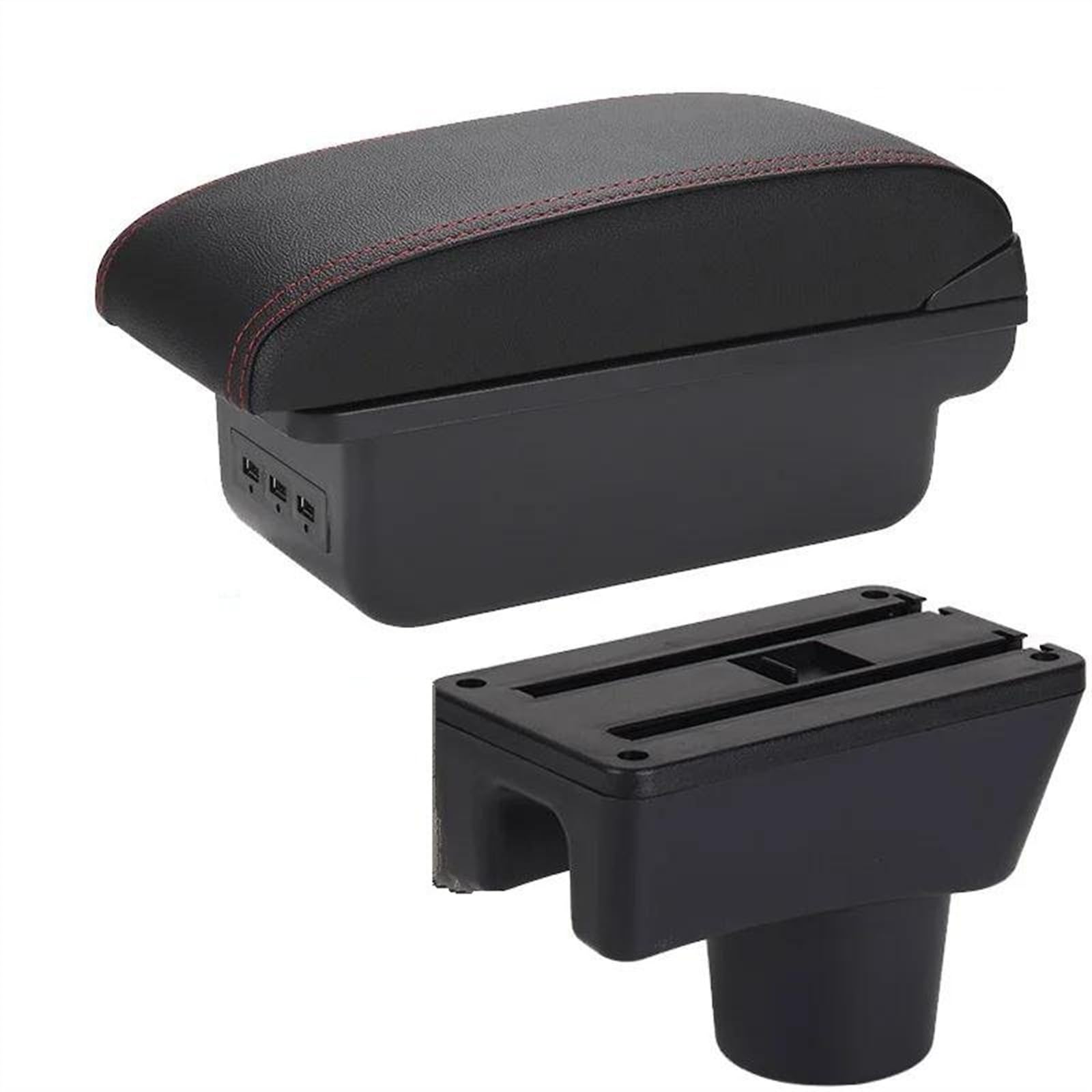 Ysdsls B1 Black Red 3Usb Car Center Console Storage Box Multifunctional Armrest Interior Accessories For Attrage For Mirage