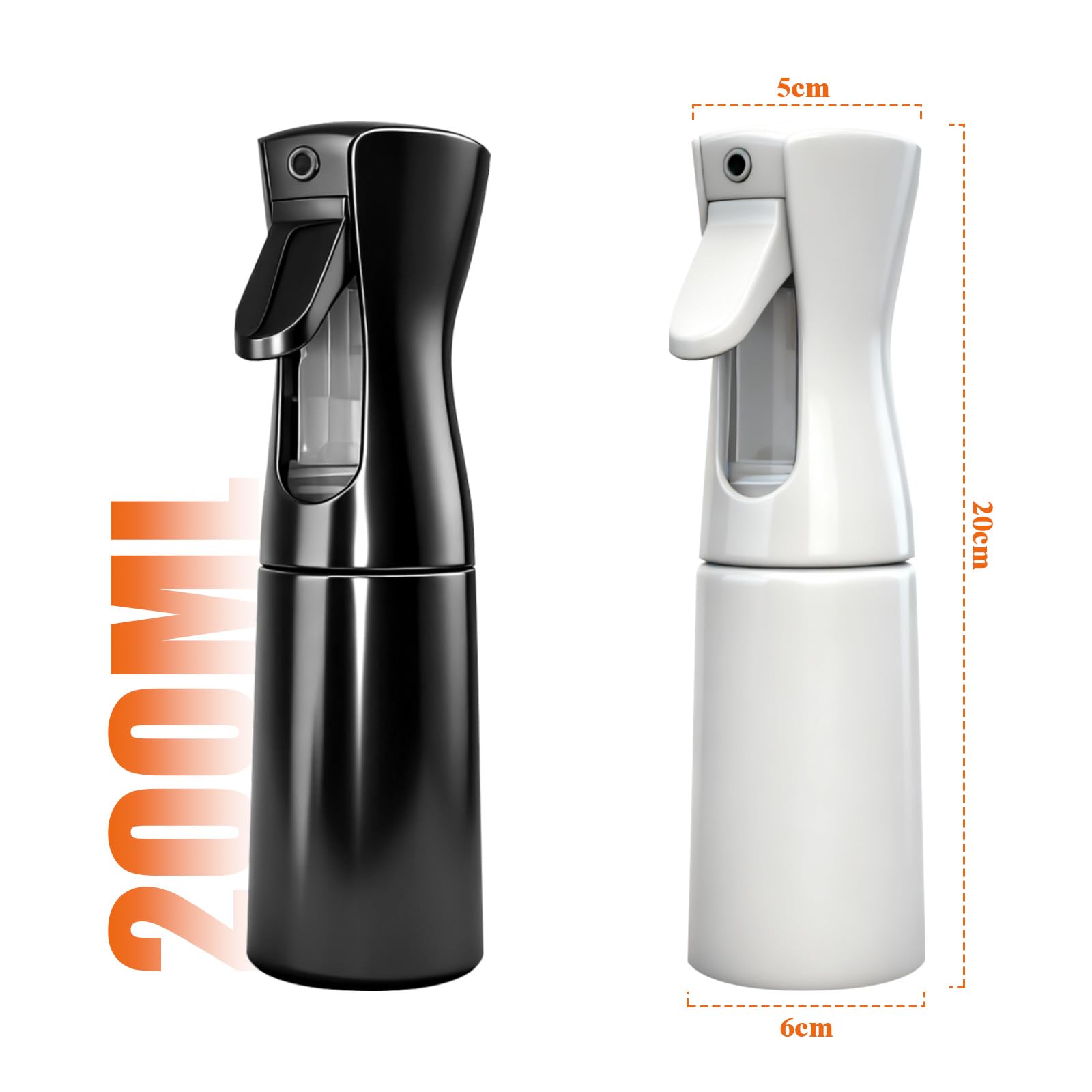 2Pcs Pulverizador Agua, 200ml Spray Agua, Vaporizador, Fina Niebla Pulverizador Continuo, Bote Spray Pulverizador, Atomizador para Peinado, Plantas, Mascotas, Limpieza y Hogar