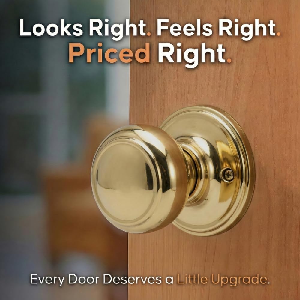 Polished Brass Colonial Door Knob - Dummy Function -2