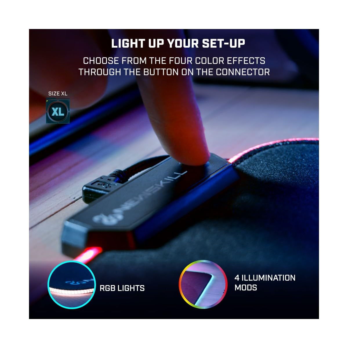 Newskill Nemesis V2 Tappetino Gaming RGB con base in gomma naturale e superficie in microfibra (retroilluminazione RGB intorno alla base) - XL - Nero