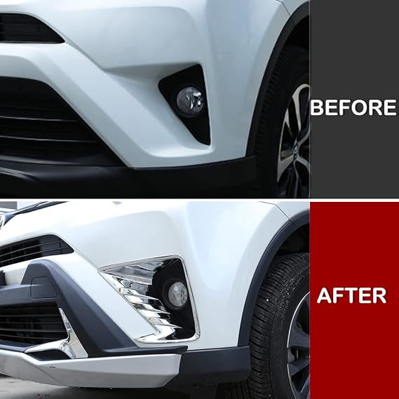 For Toyota RAV4 2016 2017 2018 Chrome Front Fog Lights Lamps Trim Bezel Cover 2pcs