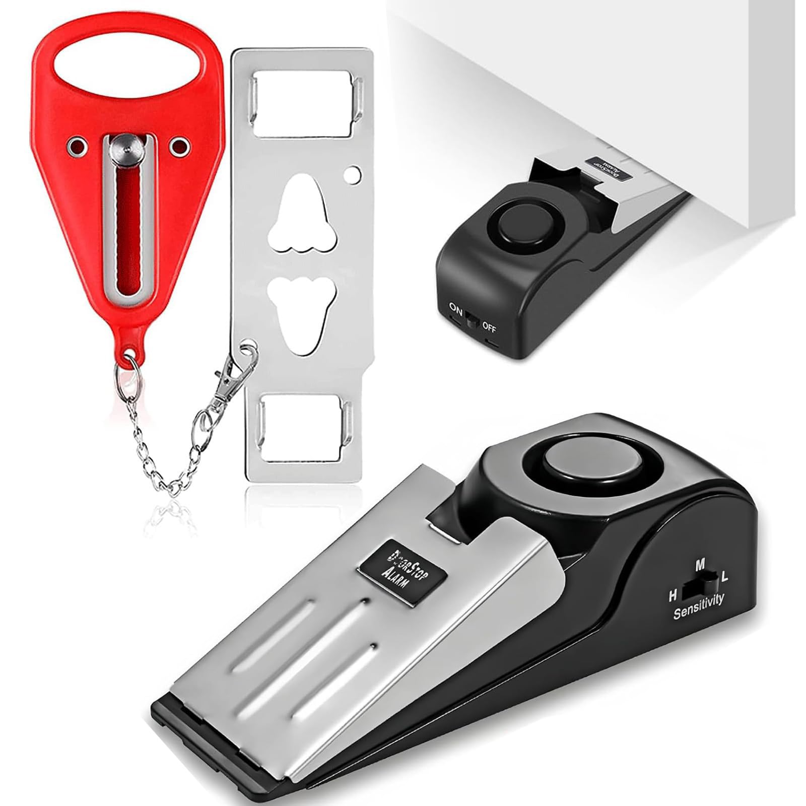 Door Stop Alarm & Portable Door Lock, 120dB Security Alert & Non-Slip Wedge, Adjustable Dual Protection for Home, Hotel, and Travel Safety