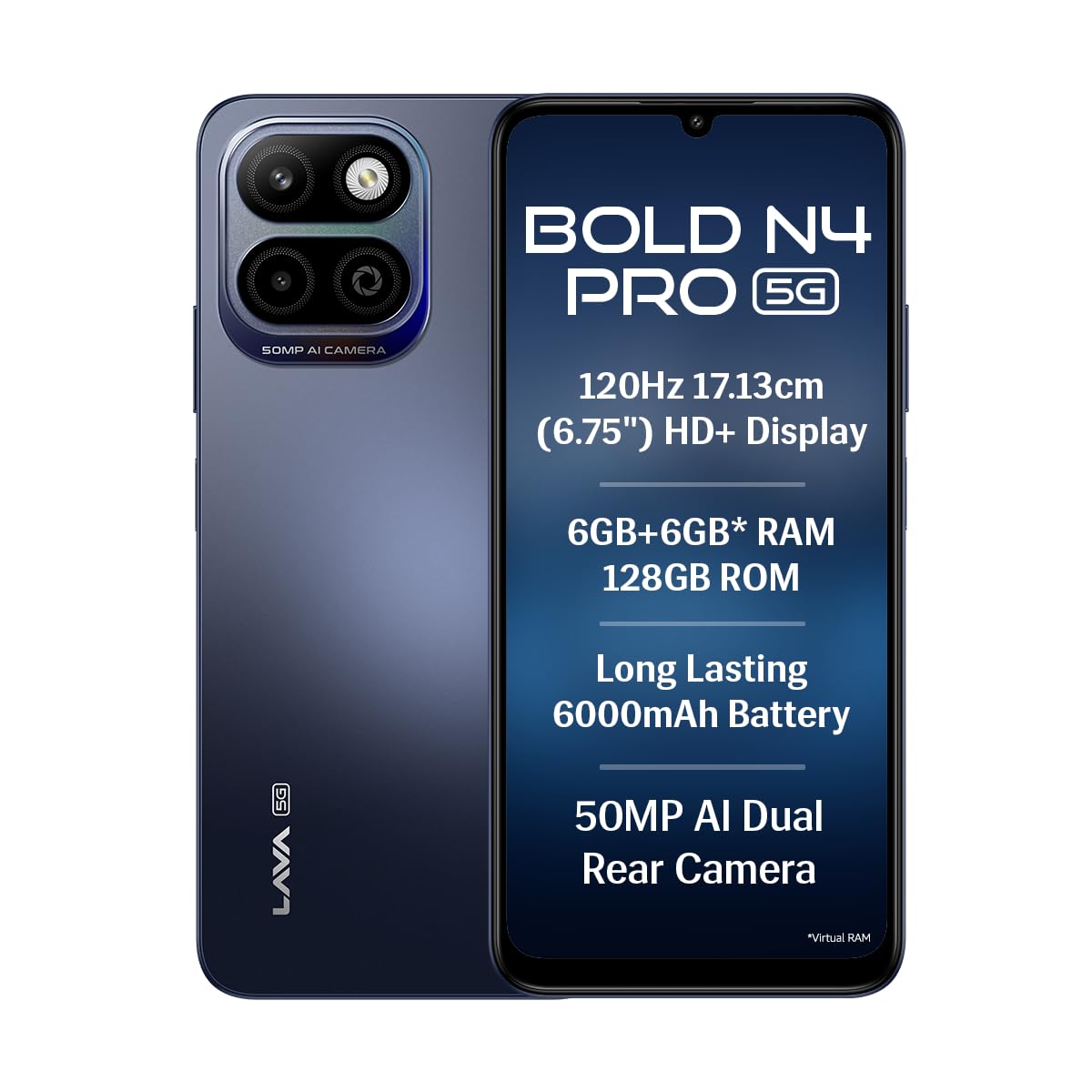Lava Bold N4 Pro 5G (Monaco Blue, 6GB RAM, 128GB) - Image 1