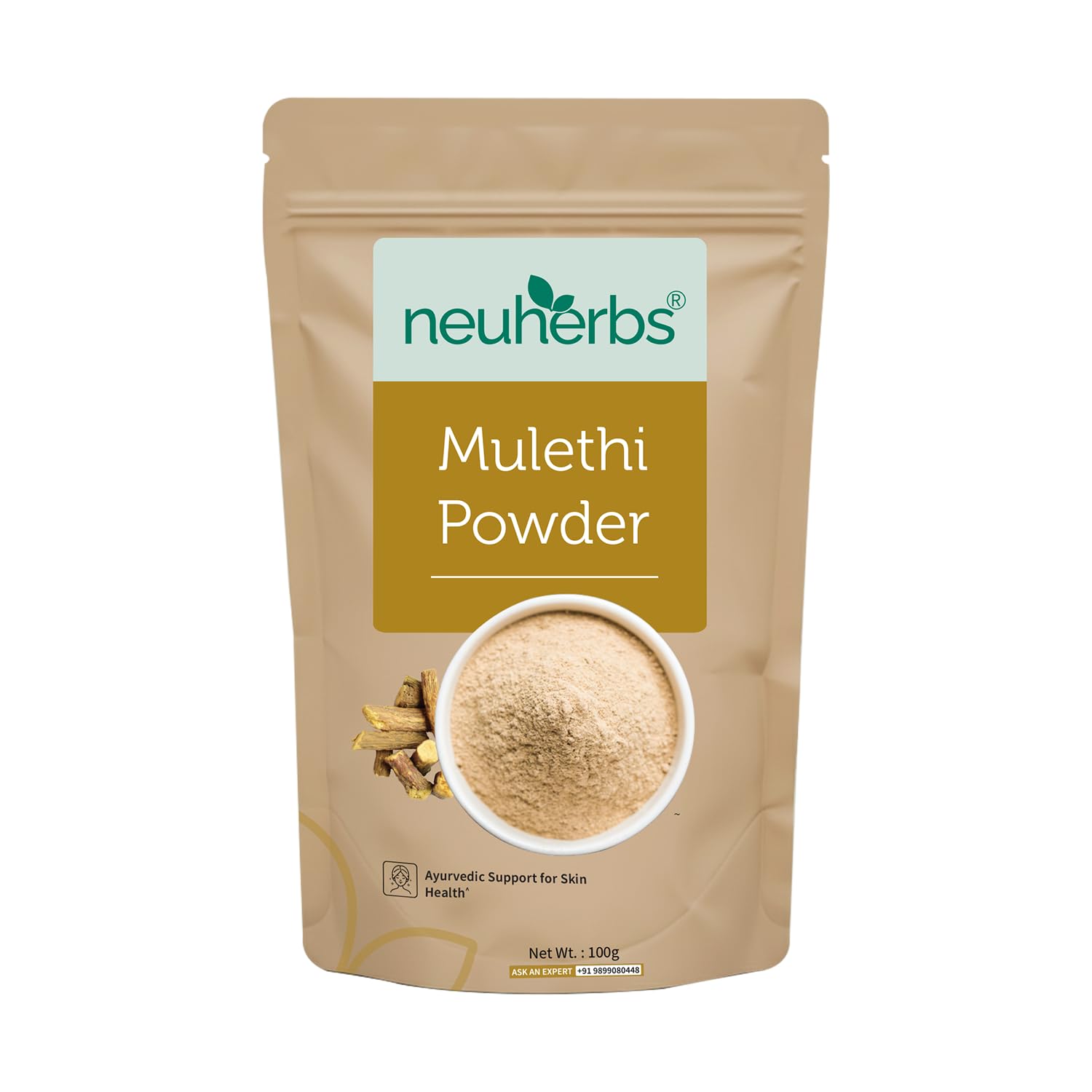 Neuherbs Mulethi Powder - 100g | Yashtimadhu Licorice/Glycyrrhiza Glabra Powder For Glowing & Healthy Skin | Herbal Supplement To Boost Immunity | 100% Pure & Natural No Added Preservatives